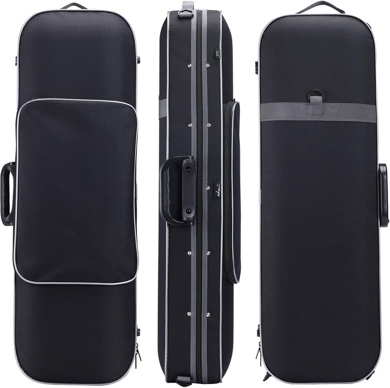 ADM Violin Case 4/4 Full Size Sturdy Oblong Violin Hard Case Super Lightweight Portable Hard-Shell with Carrying Straps Travel Carrying Bag for Beginners, Black - Image 1